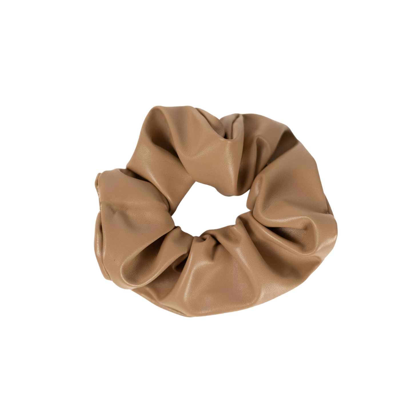 Khaki Leather Scrunchie