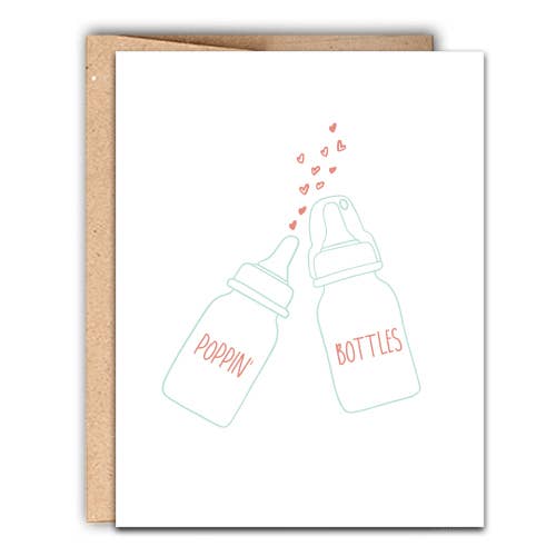 Poppin' Bottles Baby Letterpress Card