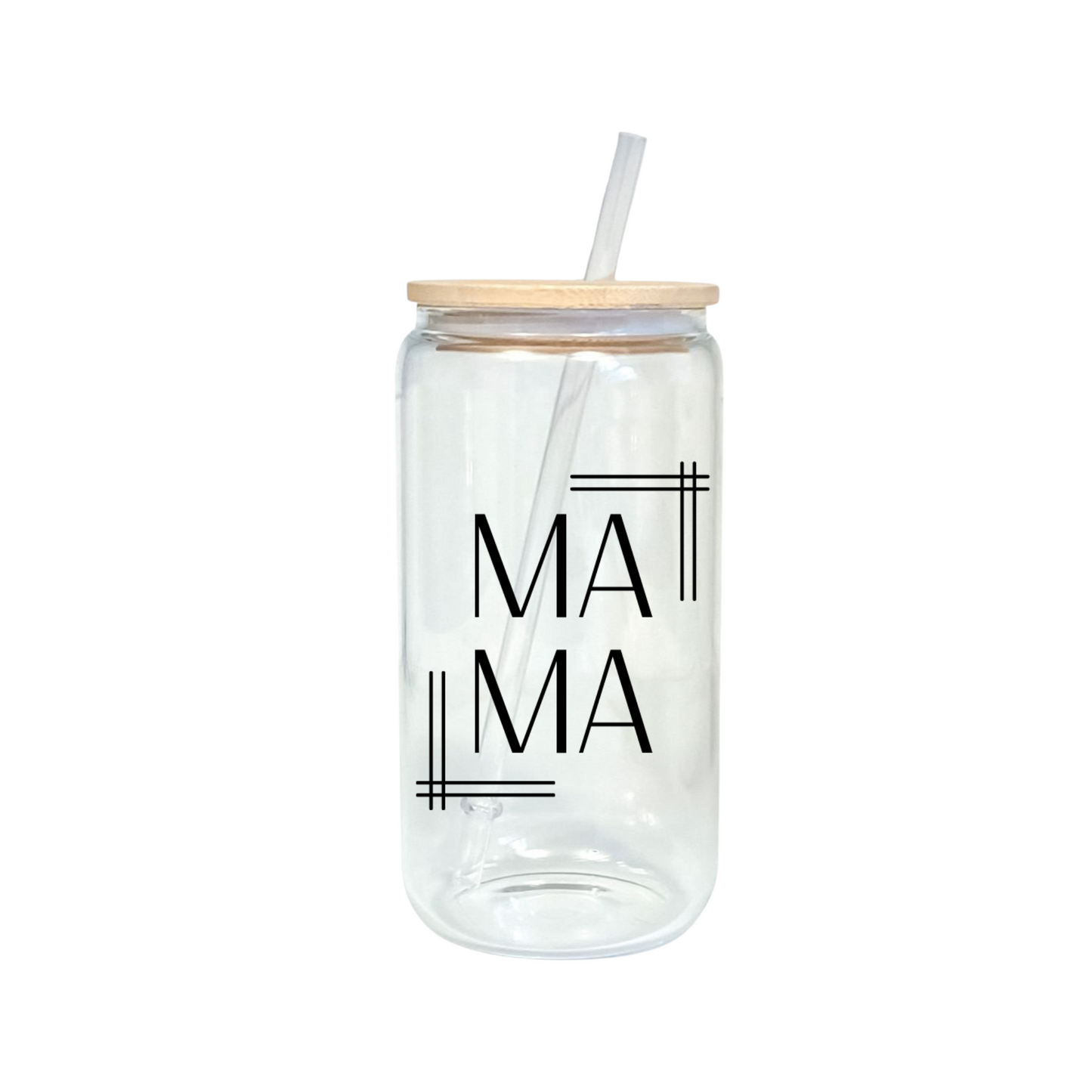 Mama 16oz Glass Tumbler w/ Bamboo Lid & Straw
