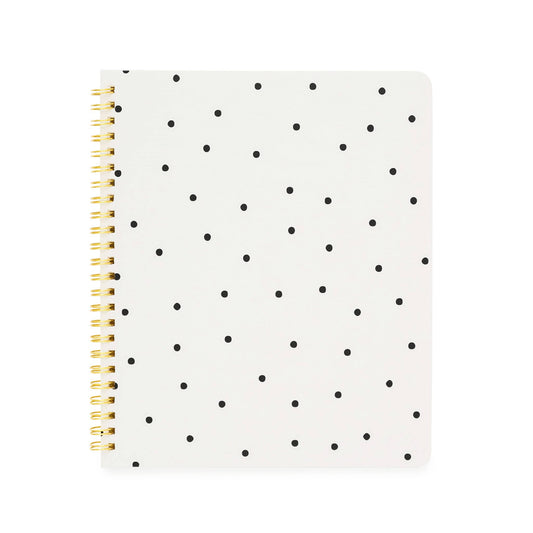 Spiral Notebook, Cream + Black Scatter Dot